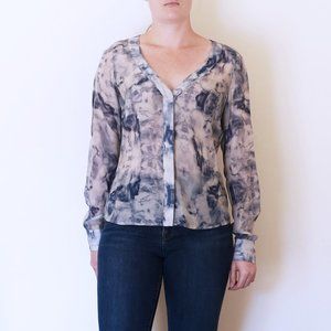 AS by DF Blue Tie-Dye Avery Silk Button Down Blouse